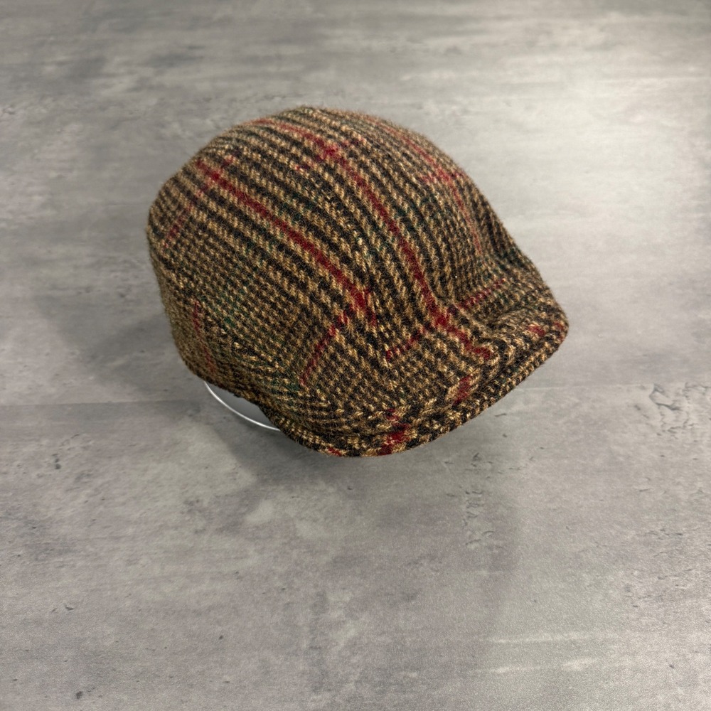 Vintage New York Hat Co Flat Cap S/M Brown Plaid Wool Newsboy Driver Hat USA
